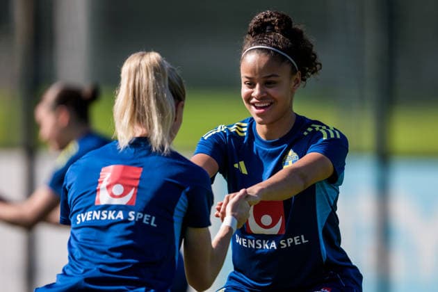 260226 Felicia Schröder of the Swedish women s national football team at a training session on February 26, 2026 in Albuferia Photo Ludvig Thunman BILDBYRAN code LT LT0774 fotboll football soccer fotball träning practice training sverige sweden dam bbeng  Copyright: LUDVIGxTHUNMAN BB260226LT004