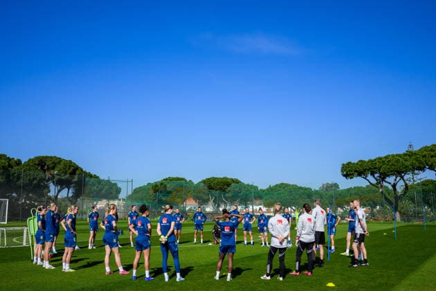 260226 Players of the Swedish women s national football team at a training session on February 26, 2026 in Albuferia Photo Ludvig Thunman BILDBYRAN code LT LT0774 fotboll football soccer fotball träning practice training sverige sweden dam bbeng  Copyright: LUDVIGxTHUNMAN BB260226LT027