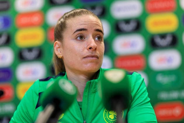 Republic of Ireland WNT press conference, PK, Pressekonferenz FAI National Training Centre, Dublin 26 2 2026 Chloe Mustaki Chloe Mustaki 26 2 2026  Copyright: x INPHO RyanxByrnex RB2_8434
