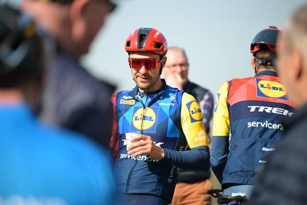 Belgian Edward Theuns of Lidl-Trek pictured at a track reconnaissance session ahead of this weekend s one-day cycling race Omloop Het Nieuwsblad, the opening race of the Flemish classic one day races season, Thursday 26 February 2026. DAVIDxPINTENS  x165380296x