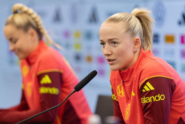 Training and press conference German national womens soccer team Lea Schüller Manchester United Training and press conference of the womens national team before the World Cup qualifiers against Slovenia and Norway on February 26, 2026 in Frankfurt am Main, Frankfurt am Main Hesse Germany DFB Campus