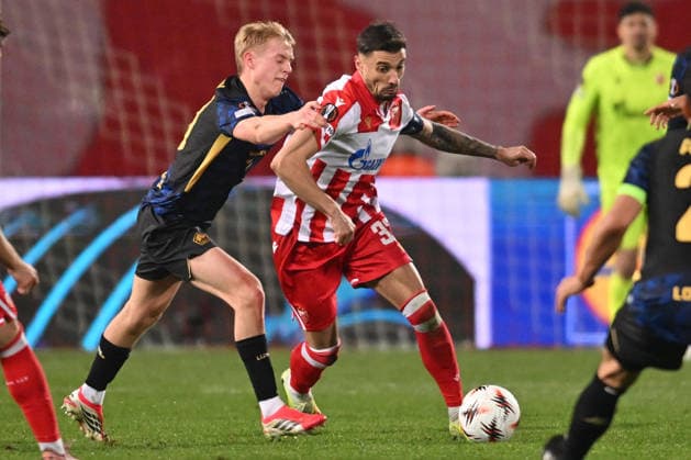 CRVENA ZVEZDA vs LOSC LILLE RADE KRUNIC vs HAKON ARNAR HARALDSSON football Crvena zvezda vs LOSC Lille UEFA Europa league Rajko Mitic stadium, Belgrade 26.02.2026 Foto: FOOTBALL, UEFA EUROPA LEAGUE, CRVENA ZVEZDA, RED STAR, LOSC LILLE Belgrade Rajko Mitic stadium Serbia Copyright: xMarkoxMetlas xMNxPressx