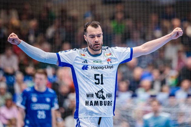 Casper Mortensen Handball Sport Verein Hamburg, 51 celebrates after scoring goal GER, TBV Lemgo Lippe vs Handball Sport Verein Hamburg, Handball, 1 Bundesliga, Matchday 23, Season 2025 2026, 26 02 2026 GER, TBV Lemgo Lippe vs Handball Sport Verein Hamburg, Handball, 1 Bundesliga, Matchday 23, Season 2025 2026, 26 02 2026 Lemgo Copyright: xEibner-Pressefoto JanxRollingerx EP_JSK