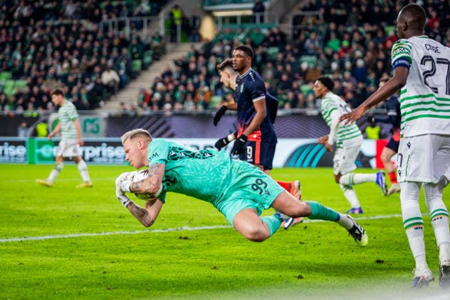 FERENCVAROS - LUDOGORETS David Grof of Ferencvaros during the 2 nd leg of KO play off s of UEFA Europa league football match between Ferencvarosi TC and PFC Ludogorets Razgrad. Groupama Arena, Ferencvaros Arena, Budapest, Hungary, February 26, 2026. Photo by Branislav Racko Copyright: xx _BRR2712