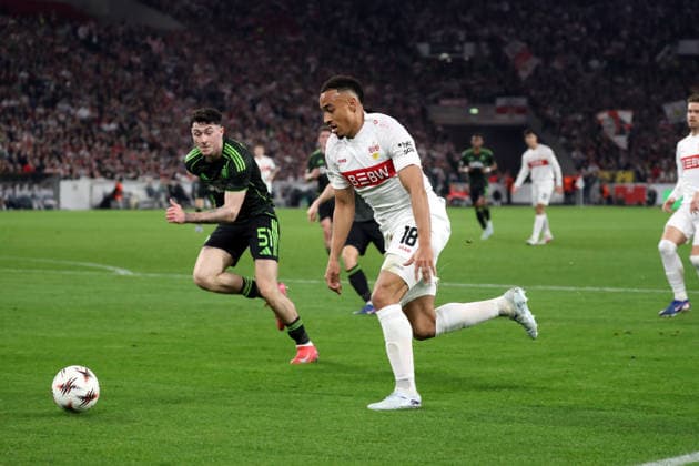 26 02 26 VfB Stuttgart Celtic Glasgow Germany, Stuttgart, 26 02 2026, Football, UEFA Europa League, Season 2025 2026, Play Offs, Second leg, VfB Stuttgart Celtic Glasgow Jamie Leweling VfB Stuttgart