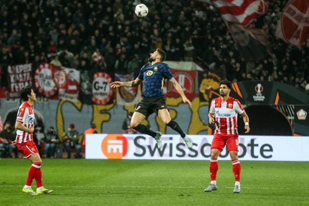 FK Crvena Zvezda v LOSC Lille - UEFA Europa League BELGRADE, SERBIA - FEBRUARY 26: Players compete during the UEFA Europa League match between Belgrade and Lille at Rajko Mitic Stadium on February 26, 2026 in Belgrade, Serbia. Filip Stevanovic Anadolu Belgrad Serbia. Editorial use only. Please get in touch for any other usage.  Copyright: x2026xAnadoluxFilipxStevanovicx