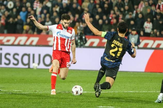 FK Crvena Zvezda v LOSC Lille - UEFA Europa League BELGRADE, SERBIA - FEBRUARY 26: Players compete during the UEFA Europa League match between Belgrade and Lille at Rajko Mitic Stadium on February 26, 2026 in Belgrade, Serbia. Filip Stevanovic Anadolu Belgrad Serbia. Editorial use only. Please get in touch for any other usage.  Copyright: x2026xAnadoluxFilipxStevanovicx