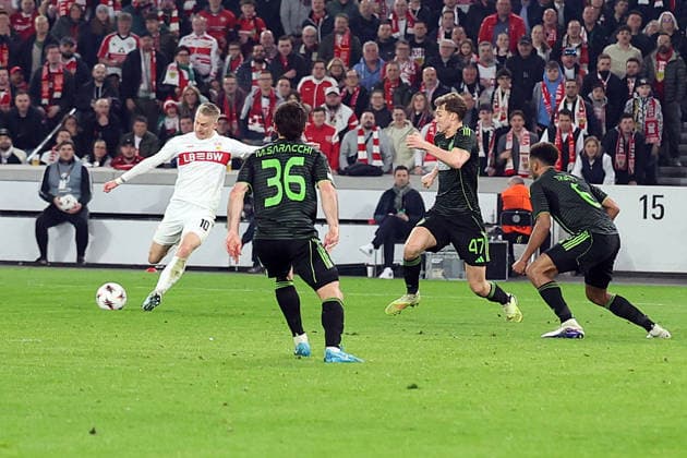26 02 2026, xrekx, Football UEFA Europa League, VfB Stuttgart Celtic Glasgow v l Offside goal Chris Führich Fuehrich VfB Stuttgart DFL DFB REGULATIONS PROHIBIT ANY USE OF PHOTOGRAPHS as IMAGE SEQUENCES and or QUASI VIDEO Stuttgart