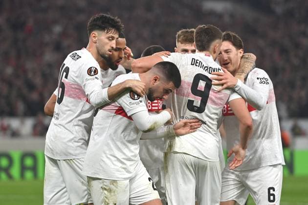 mistaken penalty after offside goal by Deniz UNDAV VFB Stuttgart with Ermedin DEMIROVIC VFB Stuttgart ,Angelo STILLER VFB Stuttgart , Atakan KARAZOR VFB Stuttgart ,Josha VAGNOMAN VFB Stuttgart ,Action, Soccer UEFA Europa League VfB Stuttgart Celtic Glasgow 0 1 on 26 02 2026 MHP ARENA