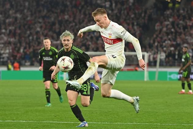 Chris FUEHRICH VFB Stuttgart , action,duel against Daizen MAEDA Glasgow Football UEFA Europa League VfB Stuttgart Celtic Glasgow 0 1 on 26 02 2026 MHP ARENA