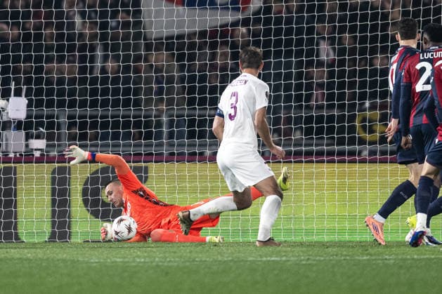 260226 Goalkeeper Åukasz Skorupski of Bologna during the UEFA Europa League football match between Bologna and Brann on February 26, 2026 in Bologna Photo Marius Simensen BILDBYRAN COP 238 MM0058 bbeng fotboll football soccer fotball uefa europa league brann bologna  Copyright: MARIUSxSIMENSEN BB260226ZH009