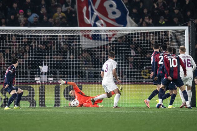 260226 Goalkeeper Åukasz Skorupski of Bologna during the UEFA Europa League football match between Bologna and Brann on February 26, 2026 in Bologna Photo Marius Simensen BILDBYRAN COP 238 MM0058 bbeng fotboll football soccer fotball uefa europa league brann bologna  Copyright: MARIUSxSIMENSEN BB260226ZO007