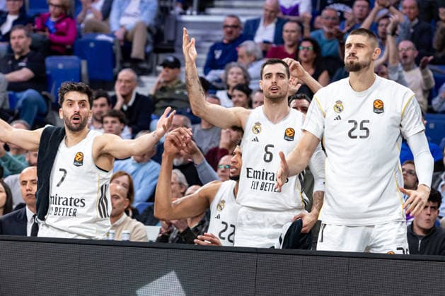 2026 Euroleague basketball Real Madrid v FC Bayern Munich February 26th 26th February 2026 Movistar Arena Madrid, Spain Euroleague Basketball Spain, Real Madrid vs FC Bayern Munich Facundo Campazzo Real Madrid , Alberto Abalde Real Madrid and Alex Len Real Madrid Madrid Madrid Spain Basketball Copyright: xAlbaxPachecox xAgenciaxLOFx