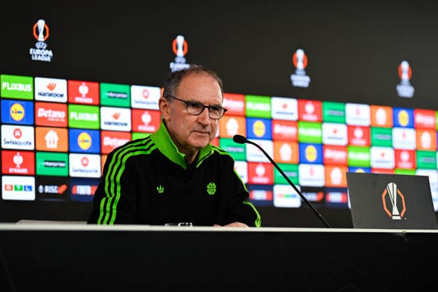 Head coach Martin O Neill Celtic FC looks thoughtful during the press conference after UEFA Europa League 2025 26 Knockout Play off Second Leg match between VfB Stuttgart and Celtic FC at Stuttgart Arena on February 26, 2026 in Stuttgart, Germany Photo by Silas Schueller DeFodi Images
