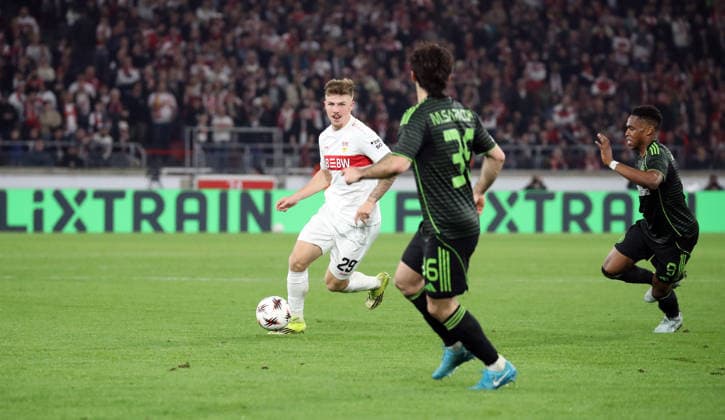 26 02 26 VfB Stuttgart Celtic Glasgow Germany, Stuttgart, 26 02 2026, Football, UEFA Europa League, Season 2025 2026, Play Offs, Second leg, VfB Stuttgart Celtic Glasgow Finn Jeltsch VfB Stuttgart