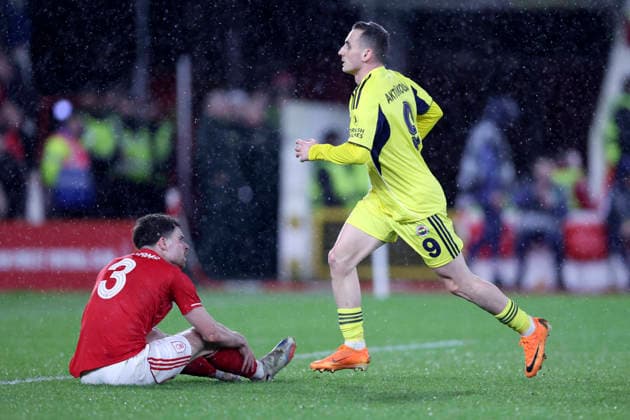 Nottingham Forest FC v Fenerbahce SK - UEFA Europa League 2025 26 Knockout Play-off Second Leg Neco Williams of Nottingham Forest looks dejected while Muhammed Kerem Akturkoglu of Fenerbahce SK celebrates 1st goal during the UEFA Europa League 2025 26 Knockout Play-off Second Leg match between Nottingham Forest FC and Fenerbahce SK at City Ground on February 26, 2026 in Nottingham, England. WARNING! This Photograph May Only Be Used For Newspaper And Or Magazine Editorial Purposes. May Not Be Used For Publications Involving 1 player, 1 Club Or 1 Competition Without Written Authorisation From Football DataCo Ltd. For Any Queries, Please Contact Football DataCo Ltd on +44 (0) 207 864 9121 Nottingham City Ground England United Kingdom Copyright: xAllstarxPicturexLibraryxLtdx