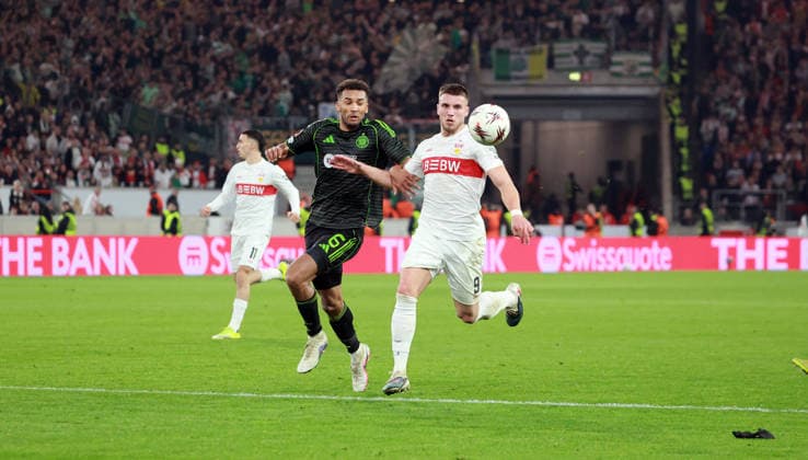 26 02 26 VfB Stuttgart Celtic Glasgow Germany, Stuttgart, 26 02 2026, Football, UEFA Europa League, Season 2025 2026, Play Offs, Second leg, VfB Stuttgart Celtic Glasgow v l Austen Trusty Celtic Glasgow , Ermedin Demirovic VfB Stuttgart