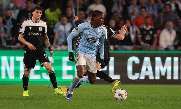 ESP, EuropaLeague, Real Celta v PAOK, 26 February 2026 Ilaix Moriba of Real Club Celta de Vigo in action during the UEFA Europe League KO play off, 2st leg between Real Club Celta de Vigo and PAOK Thessalonik at Stadium Municipal Balaidos on February 26 ,2026 in Vigo (Spain) (Photo by Luis de la Mata SportPix Sipa USA Vigo Stadium Municipal Balaidos Galicia Spain Copyright: xLuisxdexlaxMatax xsportPix.org.ux