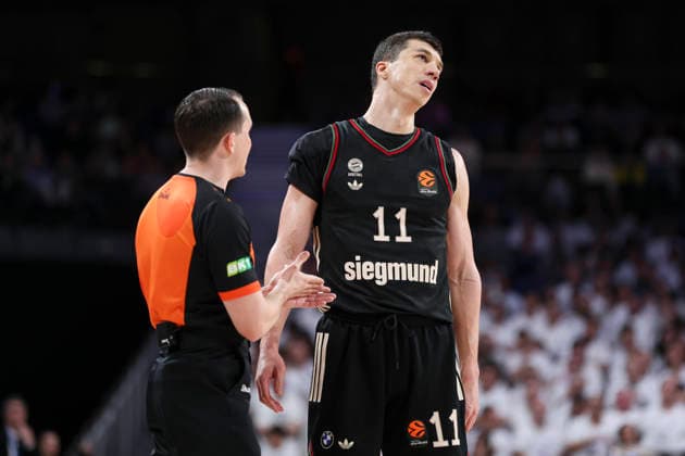 February 26, 2026, Madrid, Madrid, Spain: Vladimir Lucic of FC Bayern Munich gestures during the Turkish Airlines EuroLeague Regular Season Round 29 match between Real Madrid and FC Bayern Munich at Movistar Arena on February 26, 2026, in Madrid, Spain. Real Madrid V FC Bayern Munich - Turkish Airlines EuroLeague  - ZUMAa181 20260226_zaa_a181_045 Copyright: xIrinaxR.xHipolitox