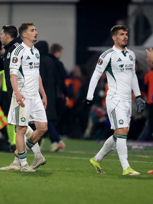 26.02.2026 Plzen Plzenj(Czech Republic Ceska) FK Viktoria Plzen-FC Panathinaikos Europa League play-offs 2nd leg men s football Filip Djuricic(L),Milos Pantovic(R D) Panathinaikos