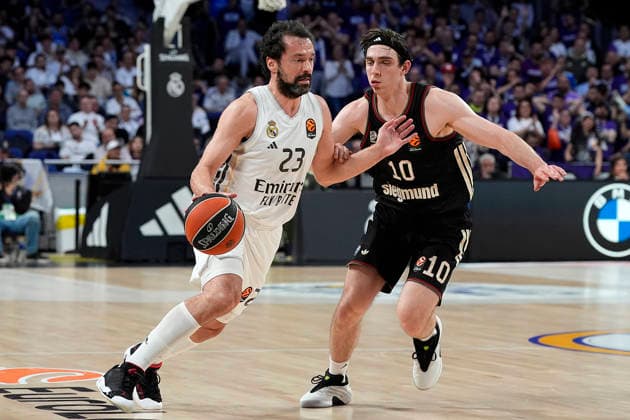 REAL MADRID v FC BAYERN MUNICH. EUROLEAGUE 2025 2026. REGULAR SEASON. ROUND 29. Real Madrid s Sergio Llull (l) and FC Bayern Munich s Justinian Jessup during Euroleague Regular Season Round 29 match. February 26, 2026. (ALTERPHOTOS Acero) MadridSpain  Copyright: xAcerox
