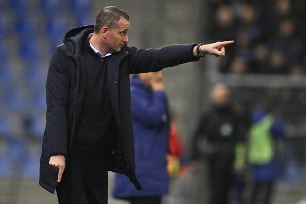 Genk s head coach Nicky Hayen pictured during a soccer game between Belgian team KRC Genk and Croatian GNK Dinamo Zagreb, Thursday 26 February 2026 in Genk, in the play-off for the knockout phase of the UEFA Europa League tournament. Genk won the first leg 1-3. JOHAN EYCKENS JohanxEyckens  x165494380x
