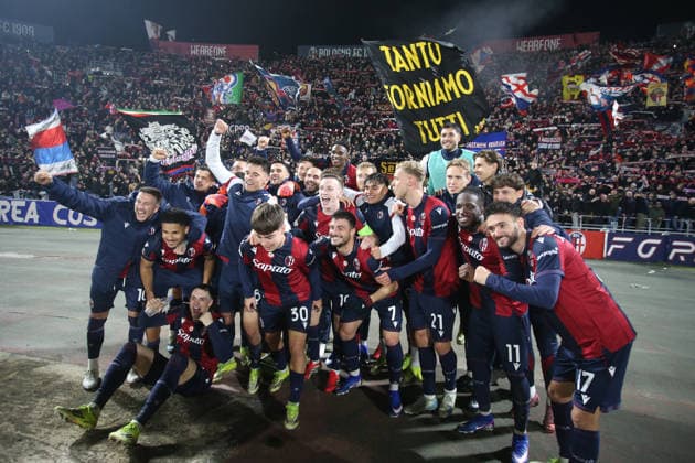 Bologna™s final exultation during the UEFA Europa League soccer match between Bologna and Brann at the Renato Dall™Ara Stadium in Bologna, north Italy - Thursday, February 26, 2026  Copyright: xGiannixSantandrea LaPressex