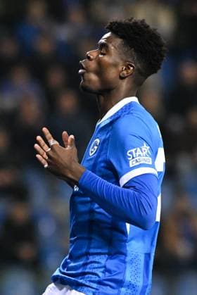 Genk s Aaron Bibout Banind looks dejected during a soccer game between Belgian team KRC Genk and Croatian GNK Dinamo Zagreb, Thursday 26 February 2026 in Genk, in the play-off for the knockout phase of the UEFA Europa League tournament. Genk won the first leg 1-3. JILLxDELSAUX  x165496430x