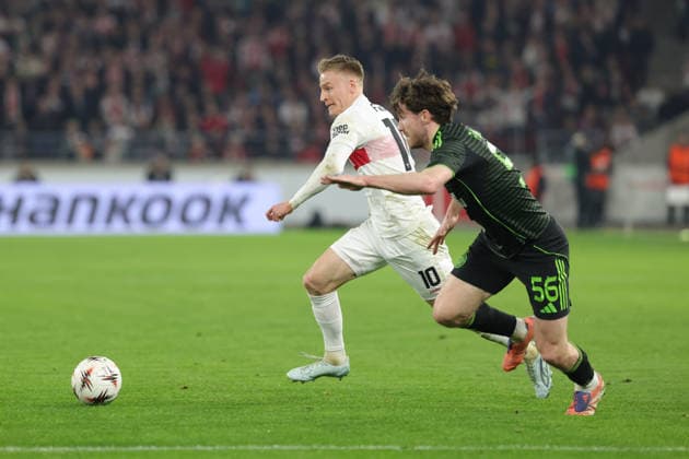 Stuttgart , Europa League VfB Stuttgart vs Celtic Glasgow , Chris Führich VfB Anthony Ralston Glasgow