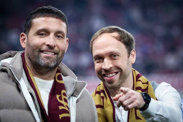 VfB legends and former players Kevin Kuranyi and Andreas Hinkel, VfB Stuttgart vs Celtic Glasgow FC, Football, Men, UEFA Europa League, Season 2025 2026, Play off, Round 2 of 2, 26 02 2026 Stuttgart Baden Wuerttemberg Germany Copyright: xkolbert-press MartinxAgüerax
