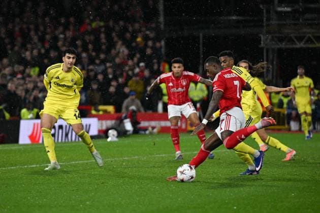 Nottingham Forest v Fenerbahce - UEFA Europa League NOTTINGHAM, UNITED KINGDOM - FEBRUARY 26: Hudson-Odoi (7) of Nottingham Forest in action during UEFA Europa League round of 16 play-off match between Nottingham Forest and Fenerbahce at City Ground Stadium in Nottingham, United Kingdom on February 26, 2026. Rasid Necati Aslim Anadolu Nottingham United Kingdom. Editorial use only. Please get in touch for any other usage.  Copyright: x2026xAnadoluxRasidxNecatixAslimx