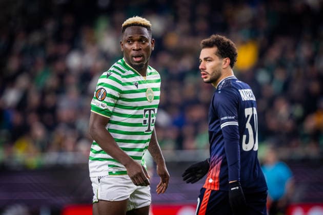 FERENCVAROS - LUDOGORETS Bamidele Yusuf of Ferencvaros during the 2 nd leg of KO play off s of UEFA Europa league football match between Ferencvarosi TC and PFC Ludogorets Razgrad. Groupama Arena, Ferencvaros Arena, Budapest, Hungary, February 26, 2026. Photo by Branislav Racko Copyright: xx 080A7677
