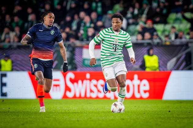 FERENCVAROS - LUDOGORETS Lenny Joseph of Ferencvaros and Rwan Seco of Ludogorets during the 2 nd leg of KO play off s of UEFA Europa league football match between Ferencvarosi TC and PFC Ludogorets Razgrad. Groupama Arena, Ferencvaros Arena, Budapest, Hungary, February 26, 2026. Photo by Branislav Racko Copyright: xx 080A7772