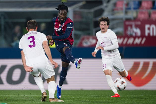 260226 Jonathan Rowe of Bologna during the UEFA Europa League football match between Bologna and Brann on February 26, 2026 in Bologna Photo Marius Simensen BILDBYRAN COP 238 MM0058 bbeng bologna brann football fotball fotboll soccer uefa europa league  Copyright: MARIUSxSIMENSEN BB260226ZF014
