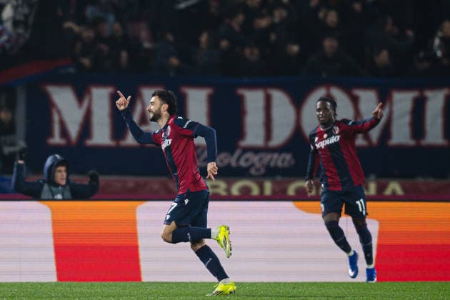 260226 Joao Mario of Bologna celebrates after scoring the 1 0 goal during the UEFA Europa League football match between Bologna and Brann on February 26, 2026 in Bologna Photo Marius Simensen BILDBYRAN COP 238 MM0058 bbeng bologna brann football fotball fotboll jubel soccer uefa europa league  Copyright: MARIUSxSIMENSEN BB260226ZE020