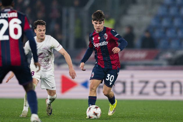 260226 Benjamin Dominguez of Bologna during the UEFA Europa League football match between Bologna and Brann on February 26, 2026 in Bologna Photo Marius Simensen BILDBYRAN COP 238 MM0058 bbeng bologna brann football fotball fotboll soccer uefa europa league  Copyright: MARIUSxSIMENSEN BB260226ZG020