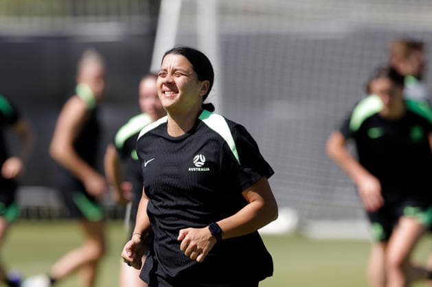 SOCCER MATILDAS TRAINING, Sam Kerr of Australia is seen during a Matildas training session at Sam Kerr Football Centre in Perth, Friday, February 27, 2026. ( NO ARCHIVING PERTH WESTERN AUSTRALIA AUSTRALIA  Copyright: xRICHARDxWAINWRIGHTx 20260227169127872480
