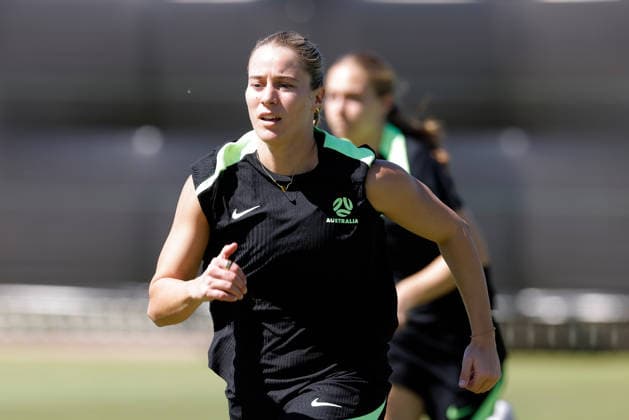 SOCCER MATILDAS TRAINING, Courtney Nevin of Australia is seen during a Matildas training session at Sam Kerr Football Centre in Perth, Friday, February 27, 2026. ( NO ARCHIVING PERTH WESTERN AUSTRALIA AUSTRALIA  Copyright: xRICHARDxWAINWRIGHTx 20260227134521765282