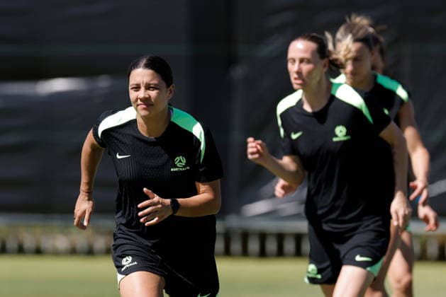 SOCCER MATILDAS TRAINING, Sam Kerr of Australia is seen during a Matildas training session at Sam Kerr Football Centre in Perth, Friday, February 27, 2026. ( NO ARCHIVING PERTH WESTERN AUSTRALIA AUSTRALIA  Copyright: xRICHARDxWAINWRIGHTx 20260227134311670376