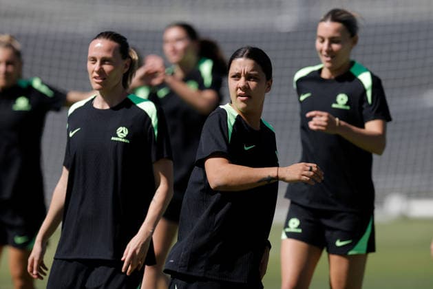 SOCCER MATILDAS TRAINING, Sam Kerr of Australia is seen during a Matildas training session at Sam Kerr Football Centre in Perth, Friday, February 27, 2026. ( NO ARCHIVING PERTH WESTERN AUSTRALIA AUSTRALIA  Copyright: xRICHARDxWAINWRIGHTx 20260227122819027046