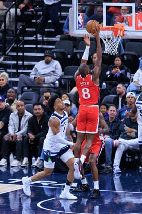 February 26, 2026, Inglewood, California, USA: Kris Dunn 8 of the Los Angeles Clippers puts up a layup during a NBA, Basketball Herren, USA regular season game against the Minnesota Timberwolves on Thursday February 26, 2026 at Intuit Dome Arena in Inglewood, California. Clippers lose to Timberwolves, 88-94. JAVIER ROJAS PI Inglewood USA - ZUMAp124 20260226_zaa_p124_068 Copyright: xJavierxRojasx