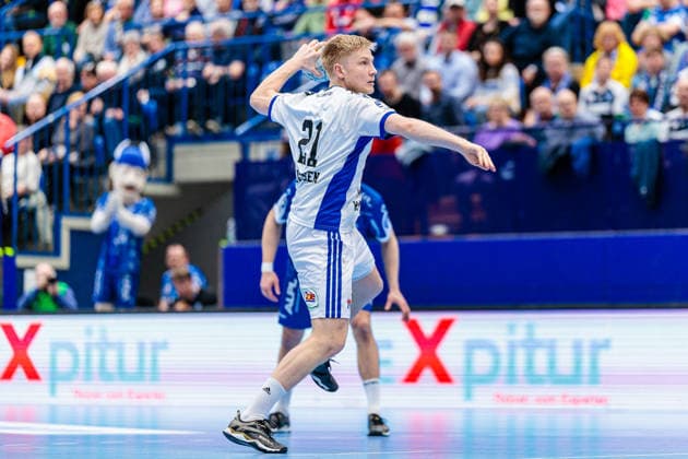 Frederik Bo Andersen Handball Sport Verein Hamburg, 21 on seven-meter 7-meter throw GER, TBV Lemgo Lippe vs Handball Sport Verein Hamburg, Handball, 1 Bundesliga, 23 Matchday, Season 2025 2026, 26 02 2026 GER, TBV Lemgo Lippe vs Handball Sport Verein Hamburg, Handball, 1 Bundesliga, 23 Matchday, Season 2025 2026, 26 02 2026 Lemgo Copyright: xEibner-Pressefoto JanxRollingerx EP_JSK