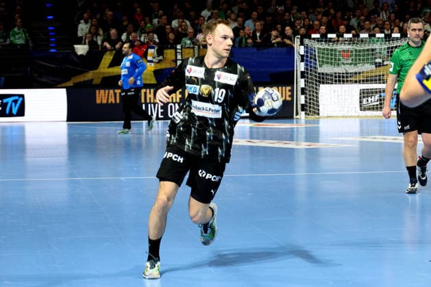 DEU, EHF Champions League, Fuechse Berlin vs Industria Kielce, 26 02 2026, Max Schmeling Halle, Berlin, DEU, EHF Champions League, Fuechse Berlin vs Industria Kielce, in the picture Mathias Gidsel Fuechse Berlin 19 nordphotoxGmbHx xEngler nph00076