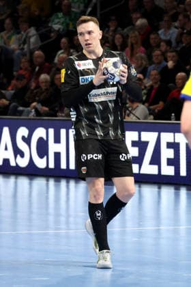 DEU, EHF Champions League, Fuechse Berlin vs Industria Kielce, 26 02 2026, Max Schmeling Halle, Berlin, DEU, EHF Champions League, Fuechse Berlin vs Industria Kielce, in the picture Lasse Andersson Fuechse Berlin 11 nordphotoxGmbHx xEngler nph00076