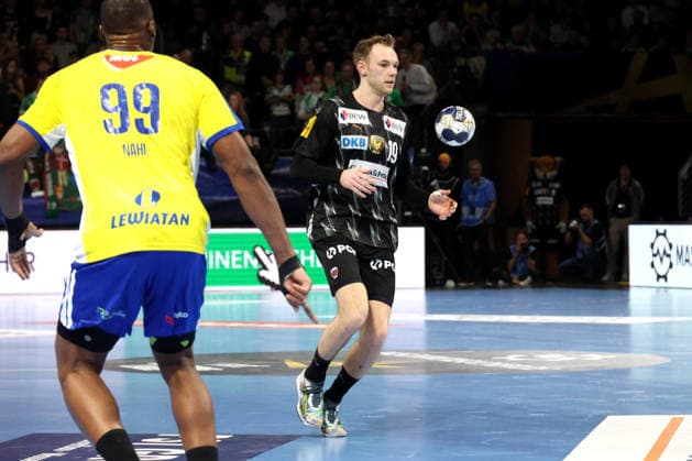 DEU, EHF Champions League, Fuechse Berlin vs Industria Kielce, 26 02 2026, Max Schmeling Halle, Berlin, DEU, EHF Champions League, Fuechse Berlin vs Industria Kielce, in the picture Mathias Gidsel Fuechse Berlin 19 nordphotoxGmbHx xEngler nph00076