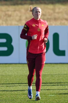 Frankfurt am Main, Germany February 27, 2026 Preparation for the Womens World Cup qualifier Germany vs Slovenia Training In the picture Lea Schüller Schueller Germany during training at the DFB Campus in Frankfurt Copyright: HMBxMedia MadeleinexFantini