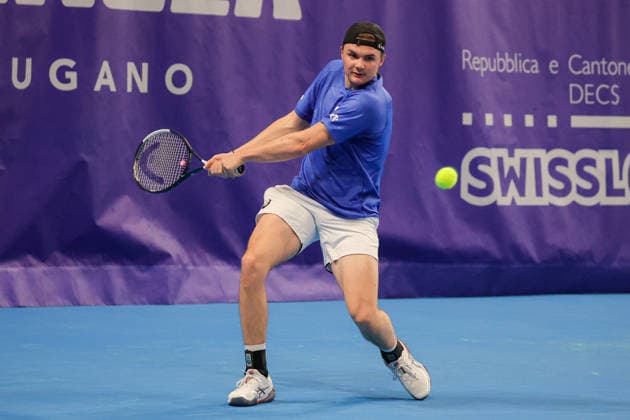 Dominic STRICKER (SUI) during Challenger Citta di Lugano, International Tennis match in Lugano, Switzerland, February 26 2026  Copyright: xRobertaxCorradin IPAxSportx xipa-agency.netx xx IPA_72097612 IPA_Agency_IPA72097612