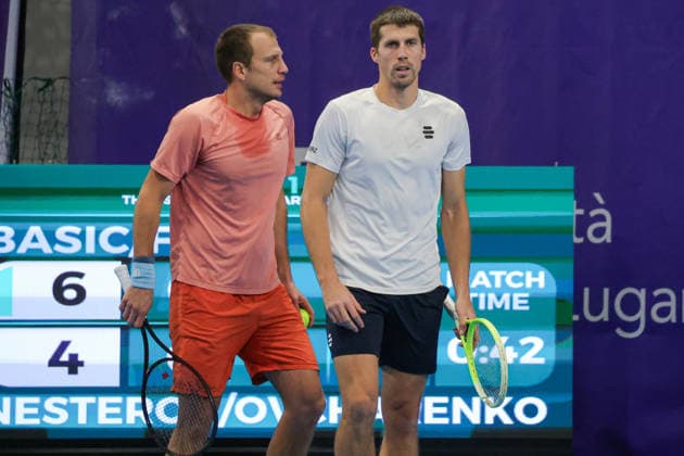 Mirza BASIC (BIH) and Nerman FATIC (BIH) during Challenger Citta di Lugano, International Tennis match in Lugano, Switzerland, February 26 2026  Copyright: xRobertaxCorradin IPAxSportx xipa-agency.netx xx IPA_72097779 IPA_Agency_IPA72097779