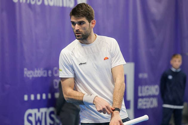 Stefan LATINOVIC (SRB) and Vitaliy SACHKO (UKR) during Challenger Citta di Lugano, International Tennis match in Lugano, Switzerland, February 26 2026  Copyright: xRobertaxCorradin IPAxSportx xipa-agency.netx xx IPA_72098142 IPA_Agency_IPA72098142