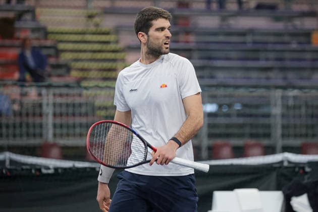 Stefan LATINOVIC (SRB) and Vitaliy SACHKO (UKR) during Challenger Citta di Lugano, International Tennis match in Lugano, Switzerland, February 26 2026  Copyright: xRobertaxCorradin IPAxSportx xipa-agency.netx xx IPA_72098146 IPA_Agency_IPA72098146